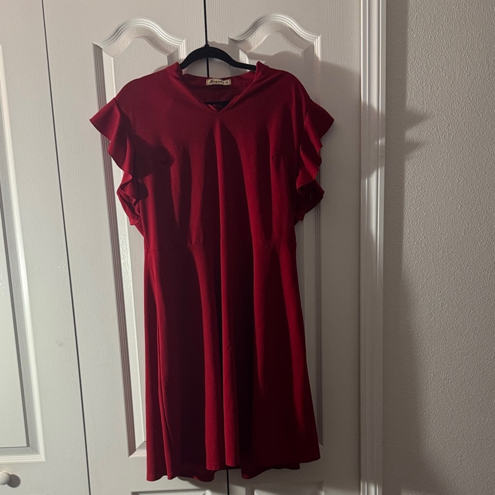 a new day Red Ruffle Sleeve Mini Dress
